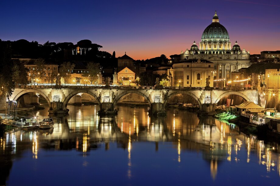 Rzym panorama widok Watykan most św. Anioła